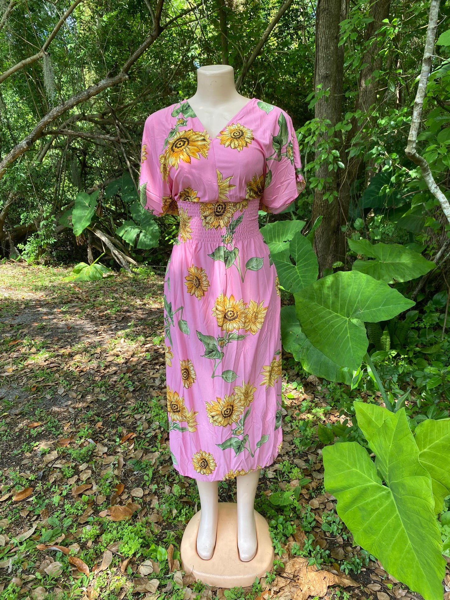 Sunflower kimono style sleeves sundress