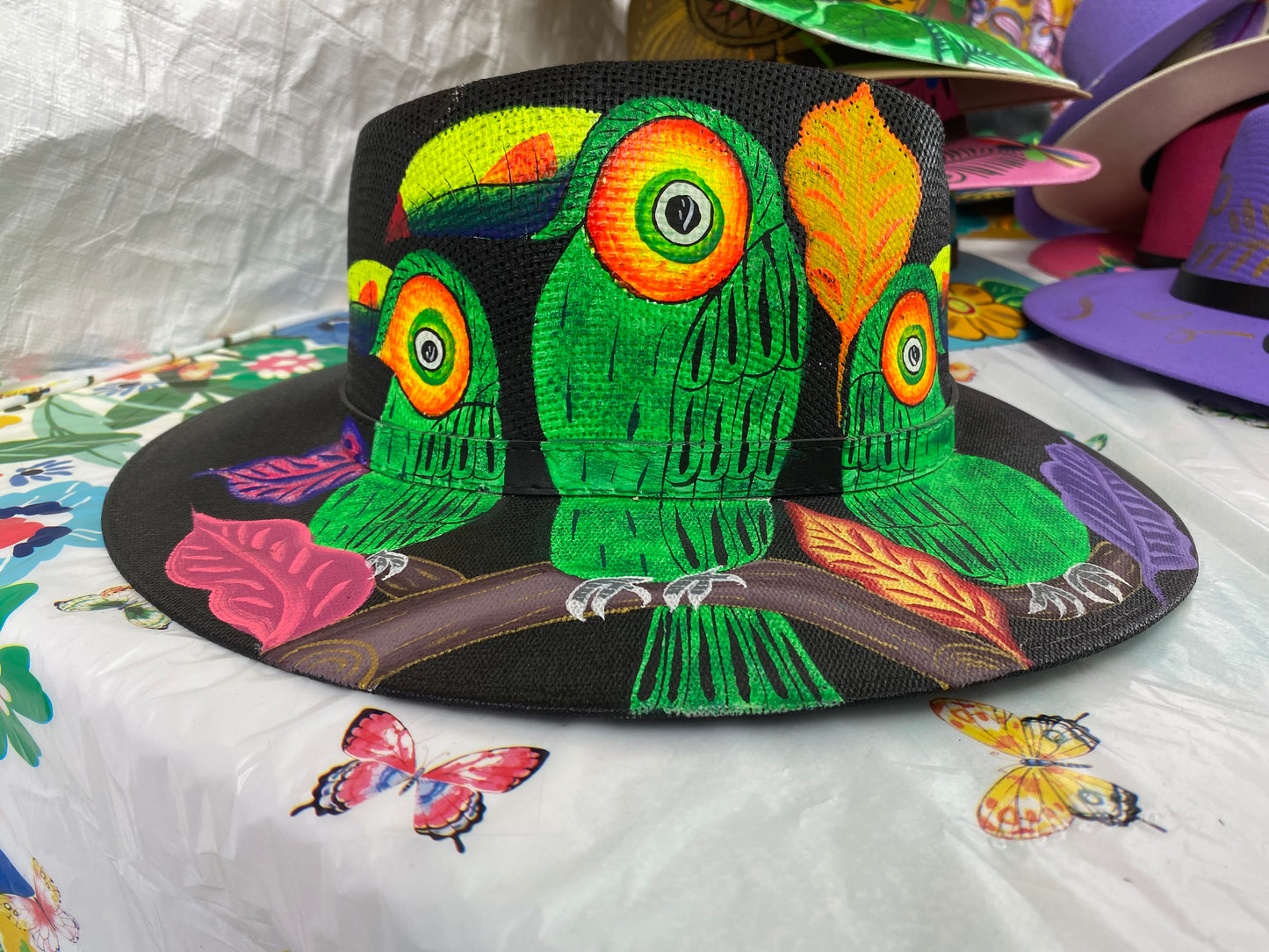 Hand Painted Bird Hat