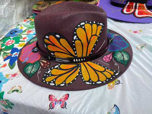 Hand Painted Butterfly Hat