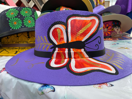 Hand Painted Butterfly Hat