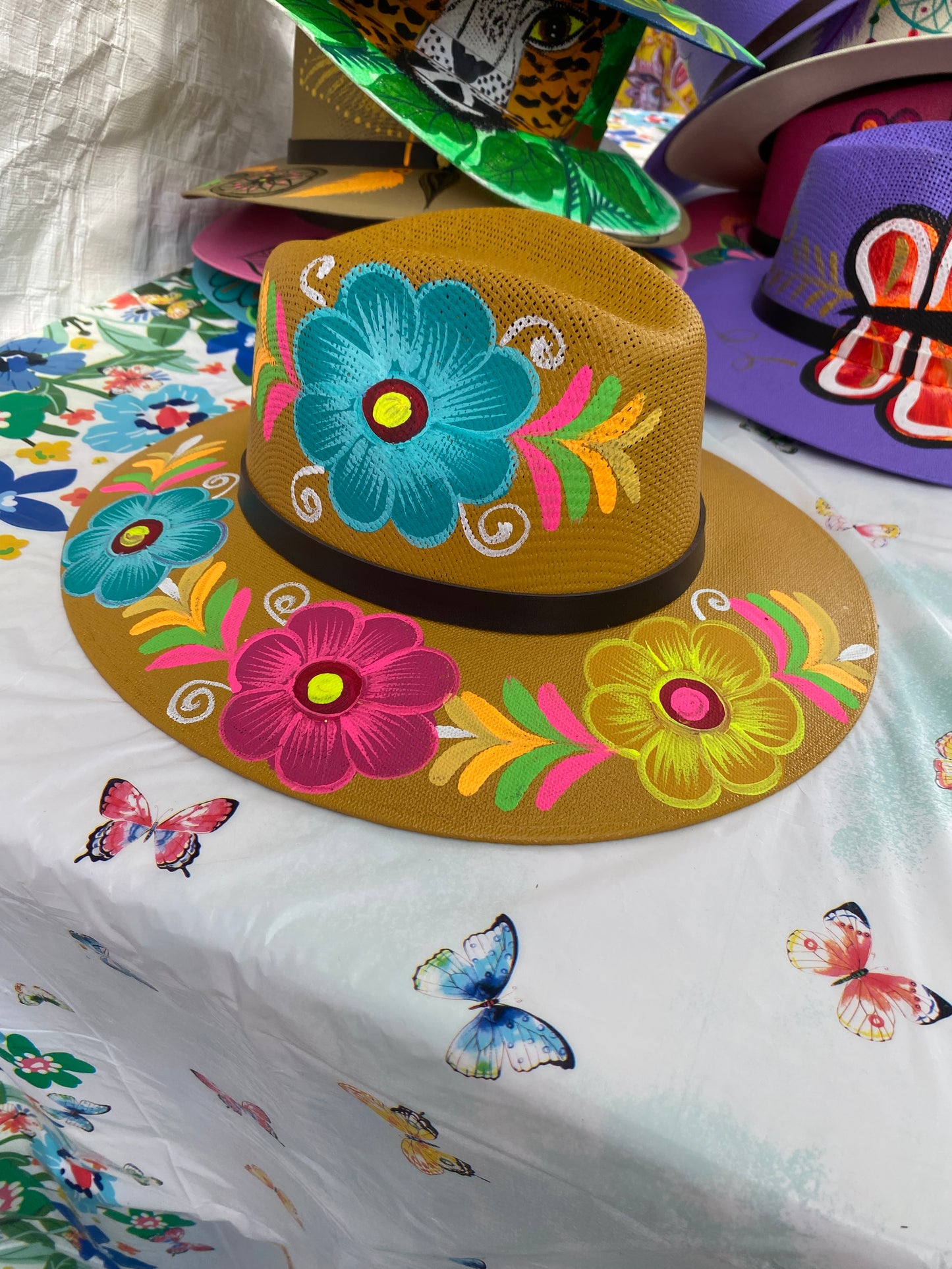 Hand Painted Floral Hat