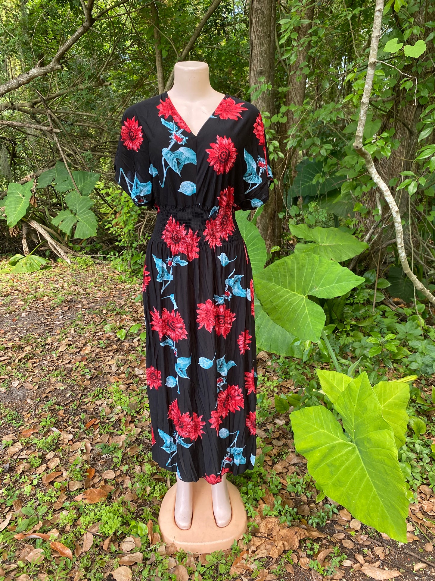Sunflower kimono style sleeves sundress