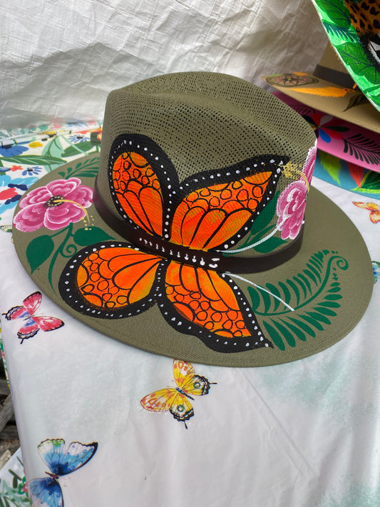 Hand Painted Butterfly Hat